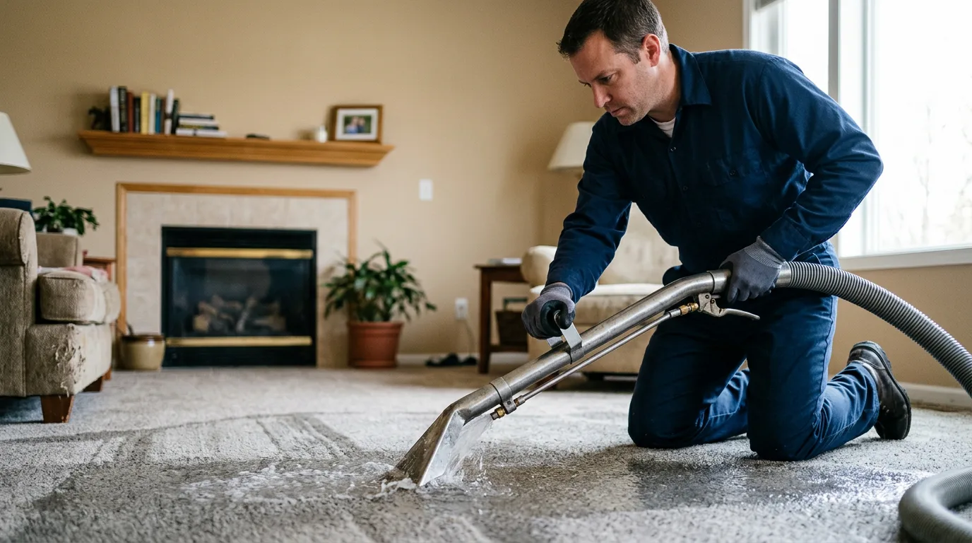 Water damage restoration technician working near Renick, MO